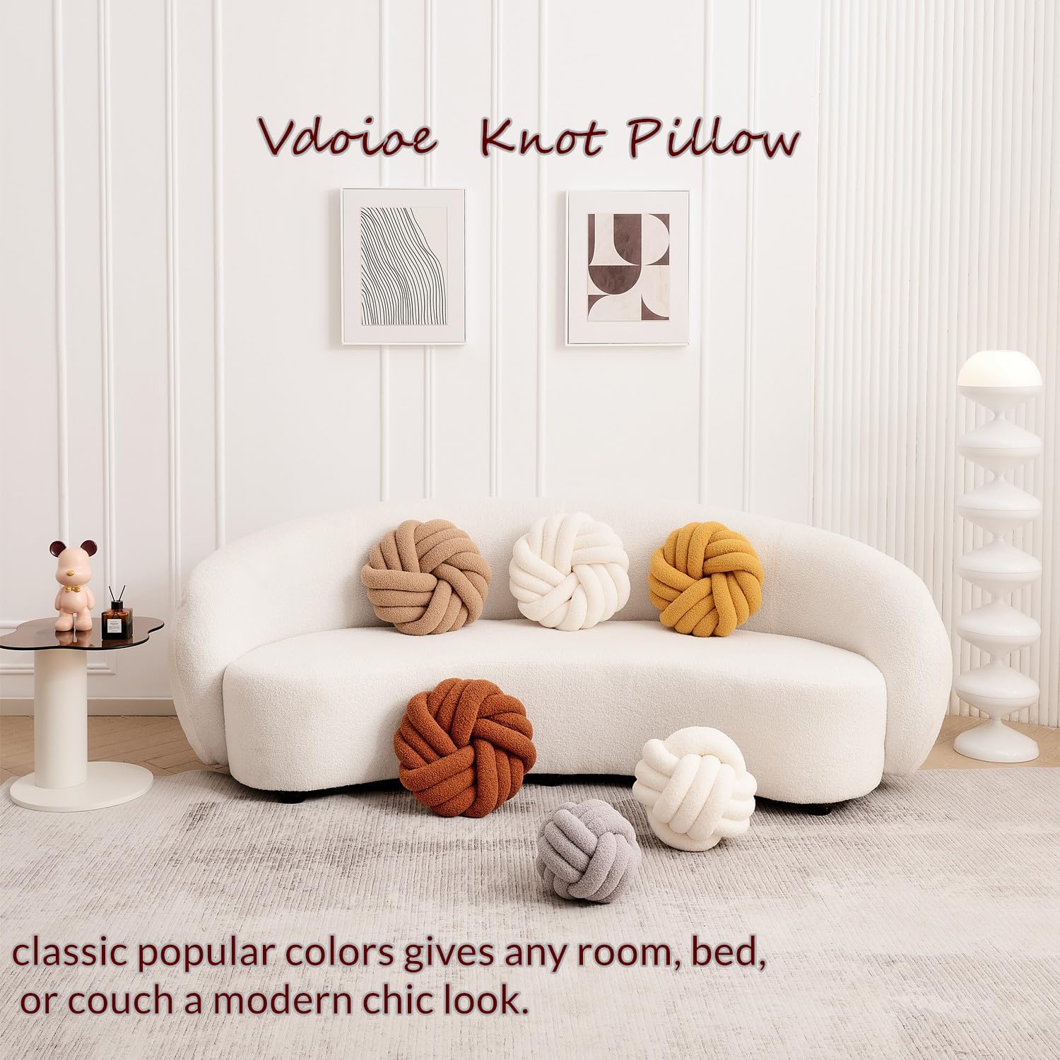Yellow Knot Pillow 137 Inch Soft Plush Throw Decorative Cushion