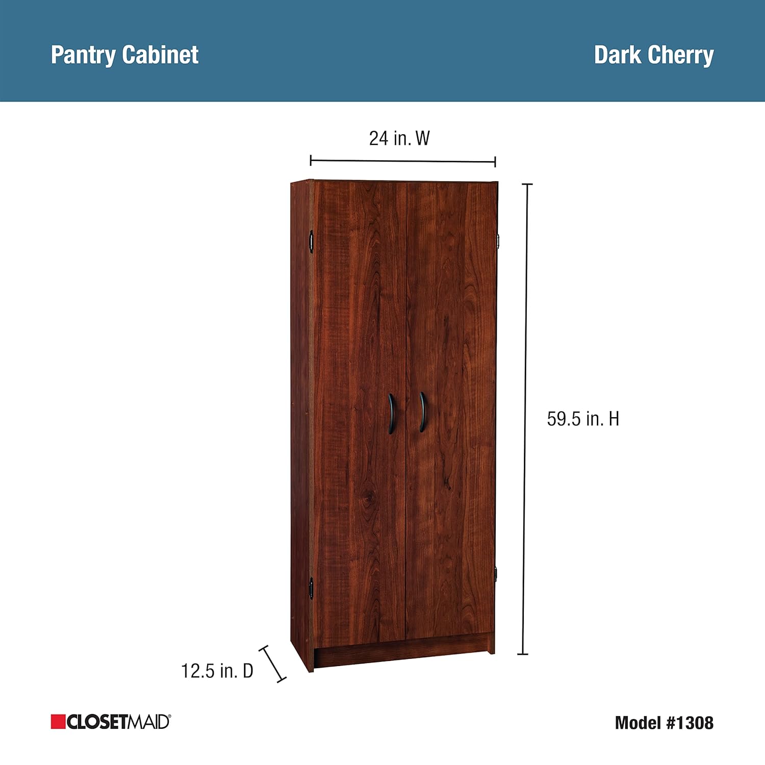 ClosetMaid Dark Cherry Pantry Cabinet with 2 Doors and Adjustable Shelves