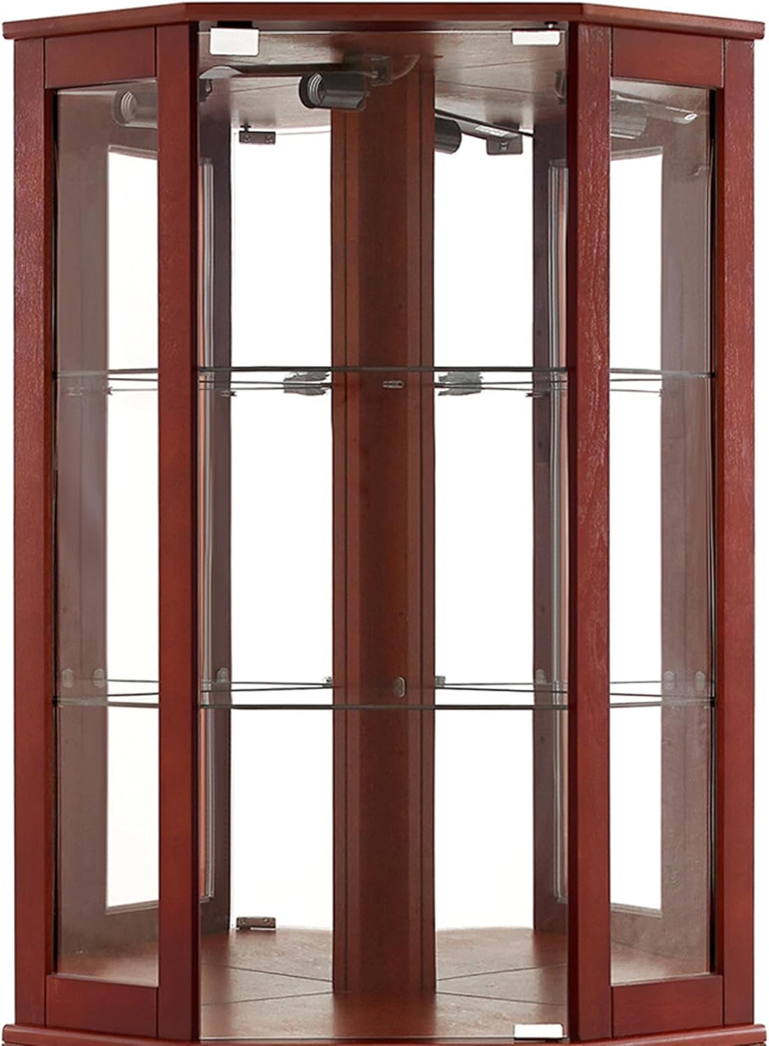 Maximize Storage 6 Shelf Corner Curio Cabinet Cherry
