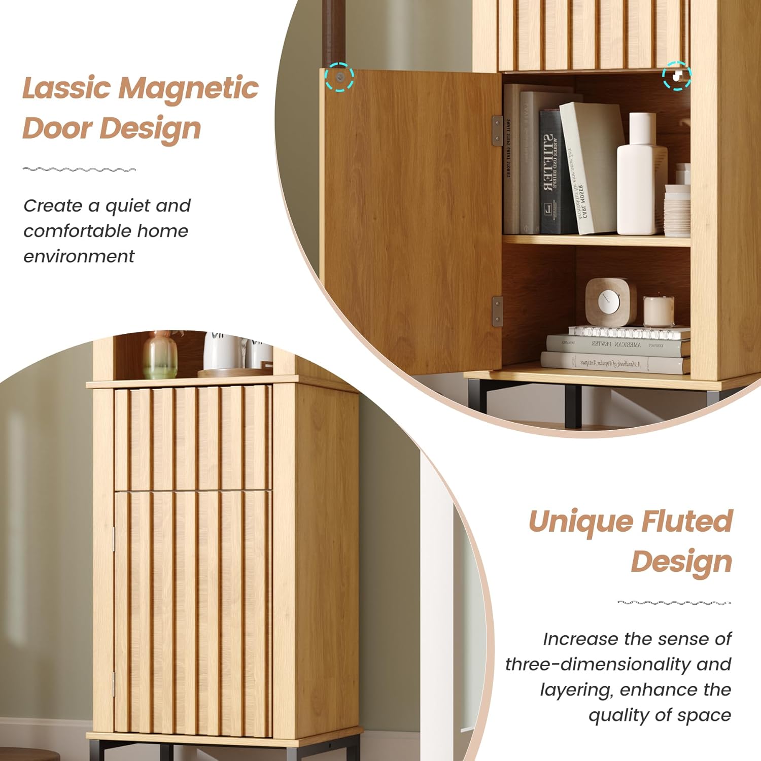Maupvit 68 Inch Tall Bathroom Storage Cabinet with Doors and Drawer