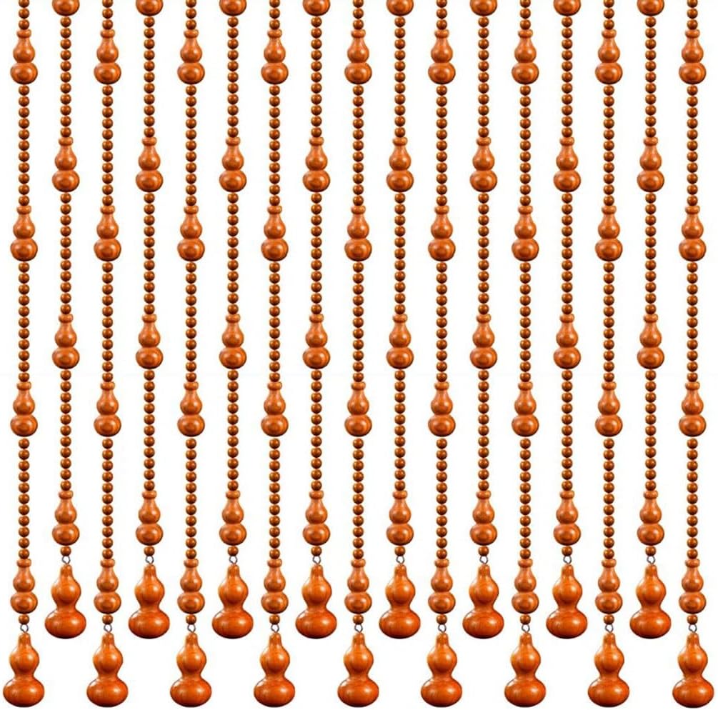 Etlegor Yellow Wood Beaded Curtain for Doorway