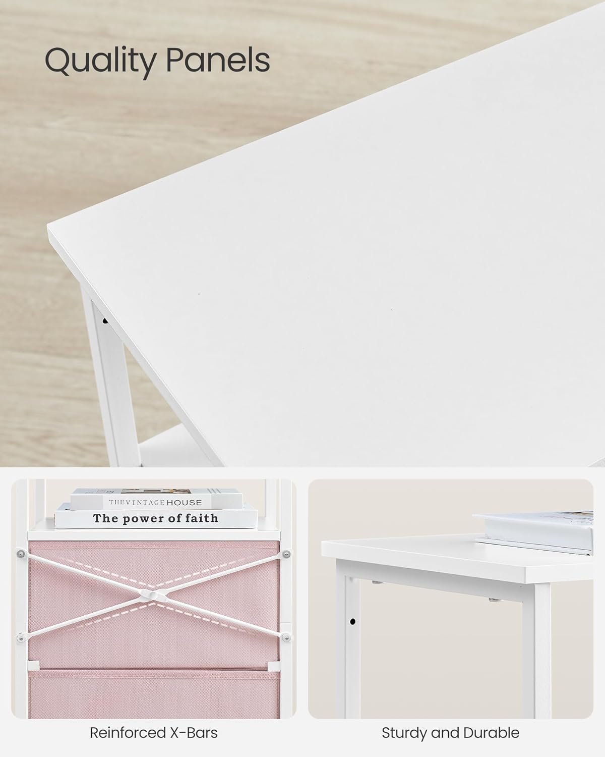 VASAGLE Nightstand with 2 Fabric Drawers and 2 Shelves