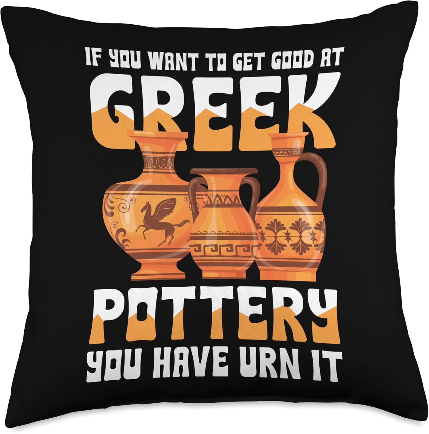 Greek Pottery Throw Pillow Craft 18x18 Multicolor