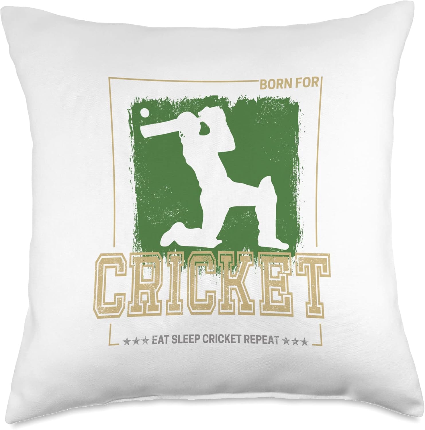 Cricket Batsman Vintage Throw Pillow for Coaches and Players 1