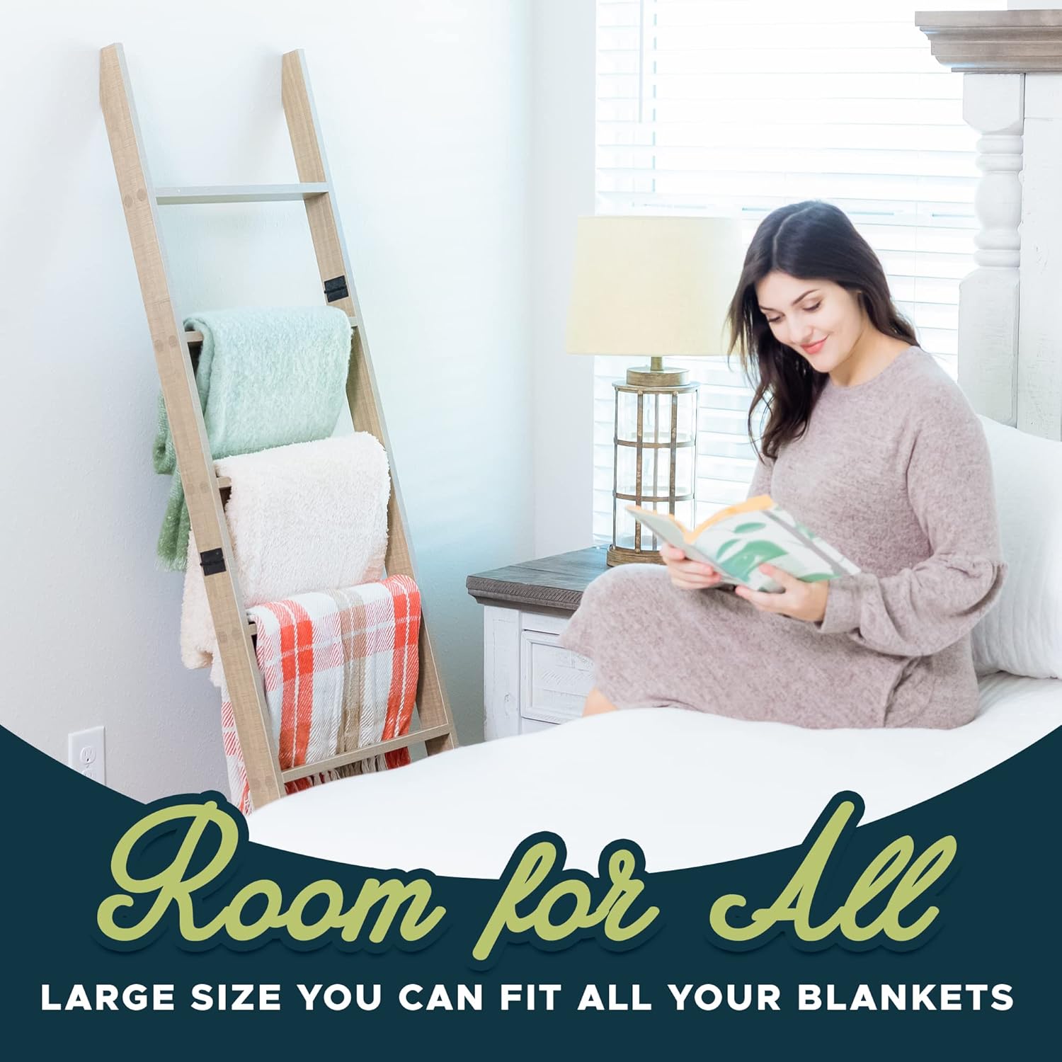 Blanket Ladder 5ft 8in 6-Tier Smokey Oak Rustic Decor