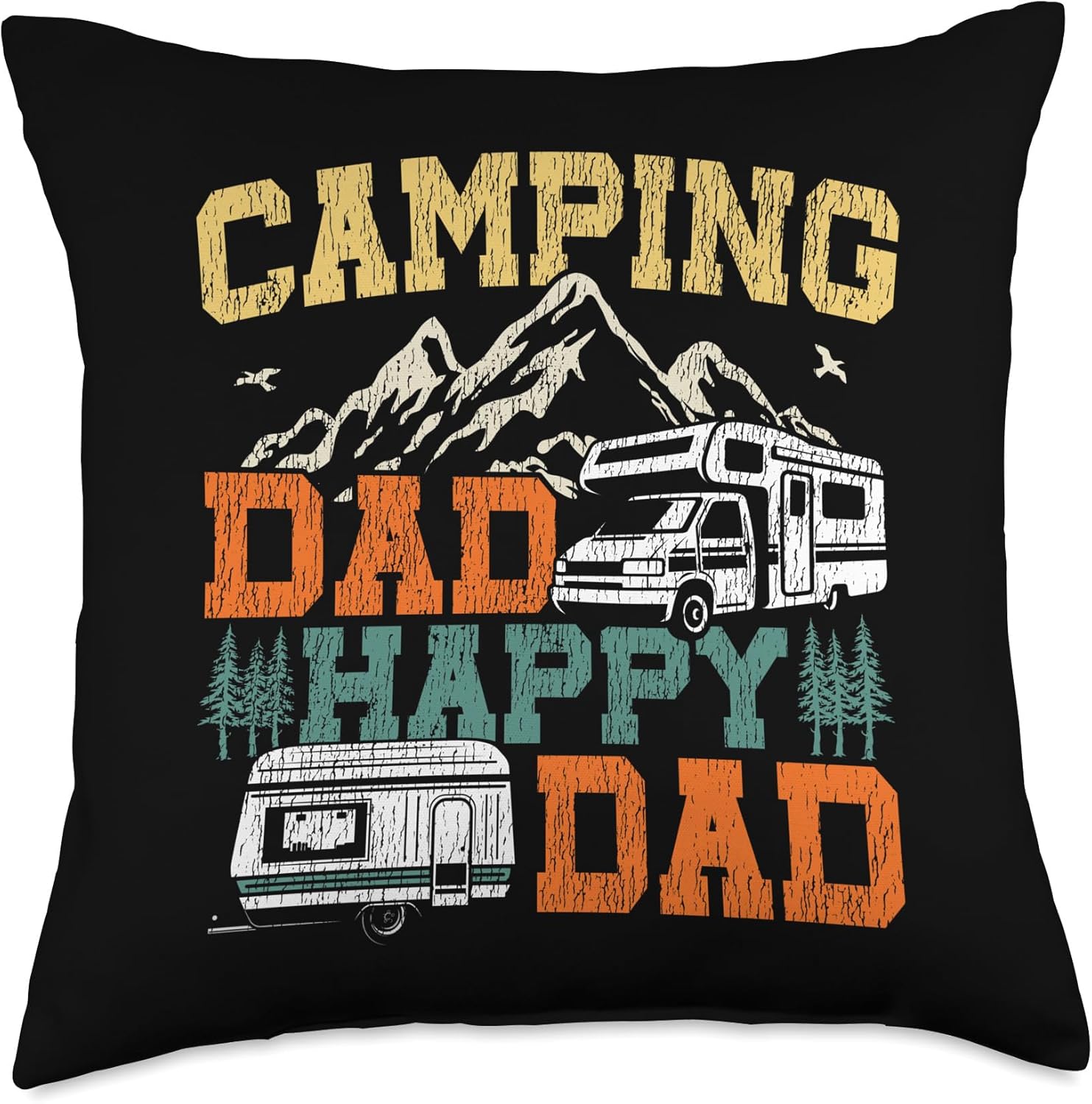 Motorhome Camping Retro Throw Pillow 1