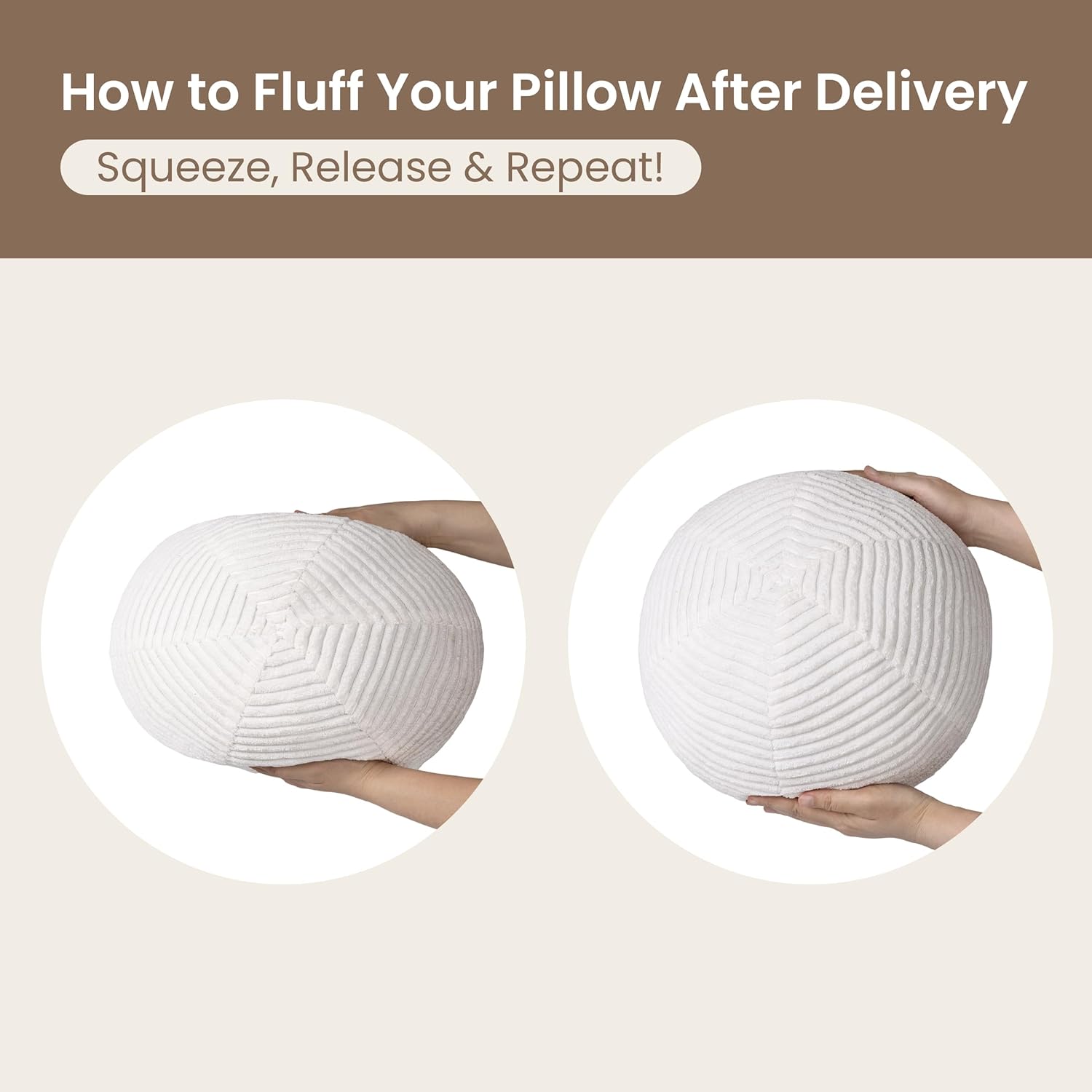 AELS Round Decorative Throw Pillows Set of 2 Cream White