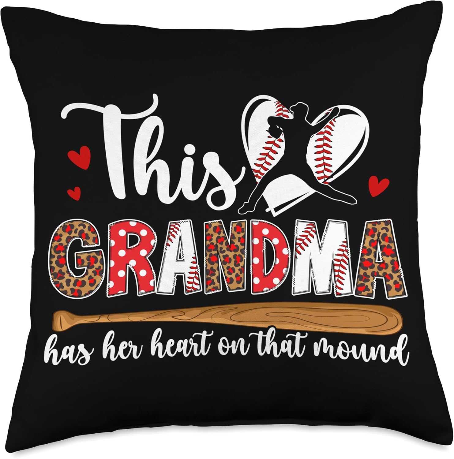 Proud Baseball Pitcher Grandma Throw Pillow