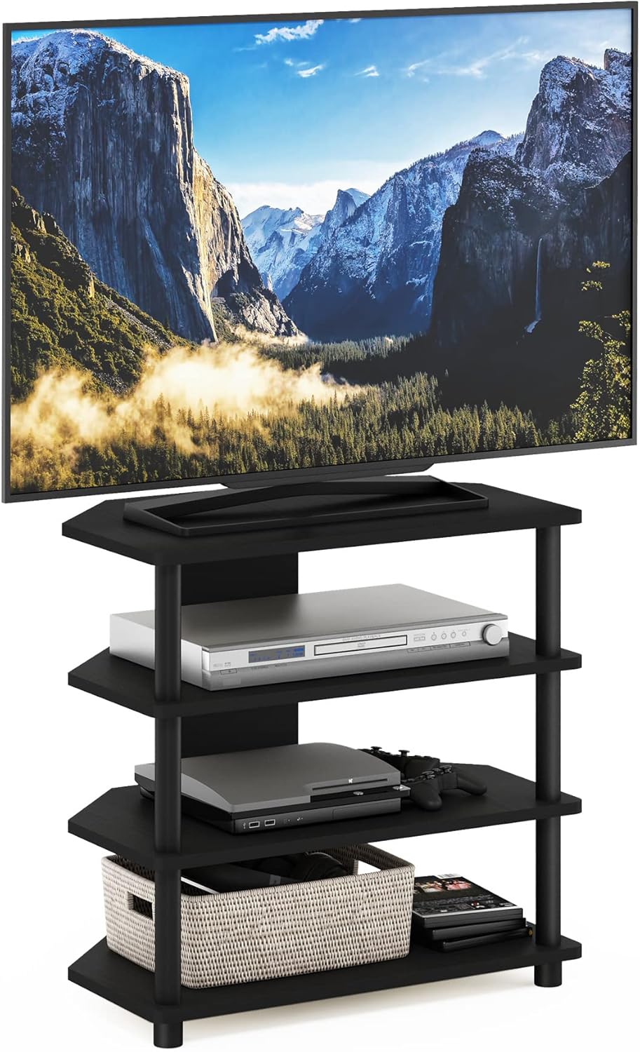 Furinno 4-Tier Petite Entertainment Center Blackwood