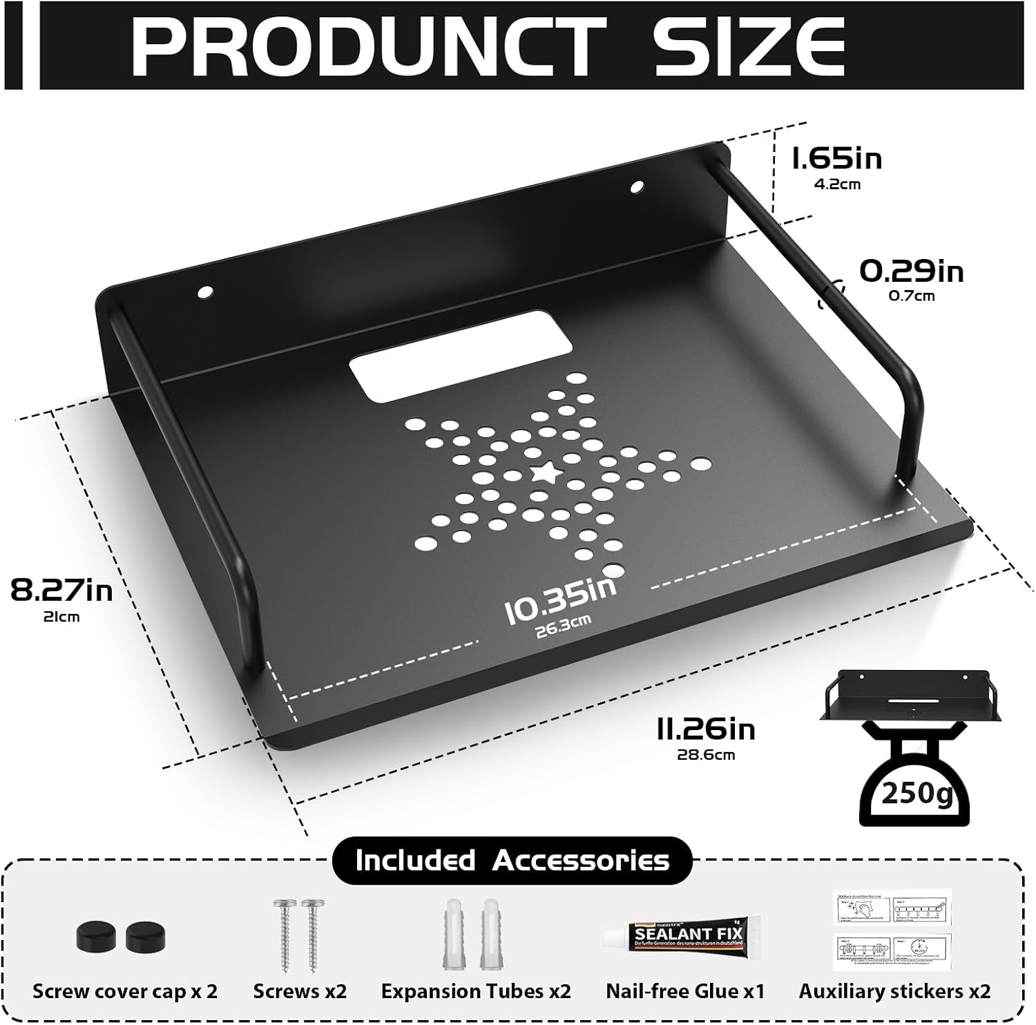 AIYOTAR Projector Shelf Wall Mount for Router Speaker Cable Box