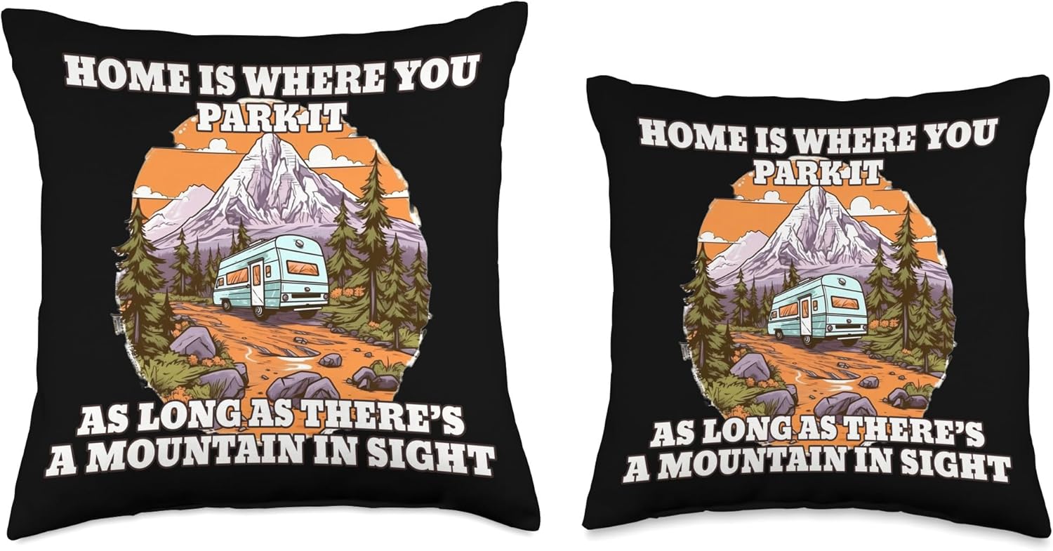 Caravan Camper Van RV Throw Pillow 16x16 Multicolor
