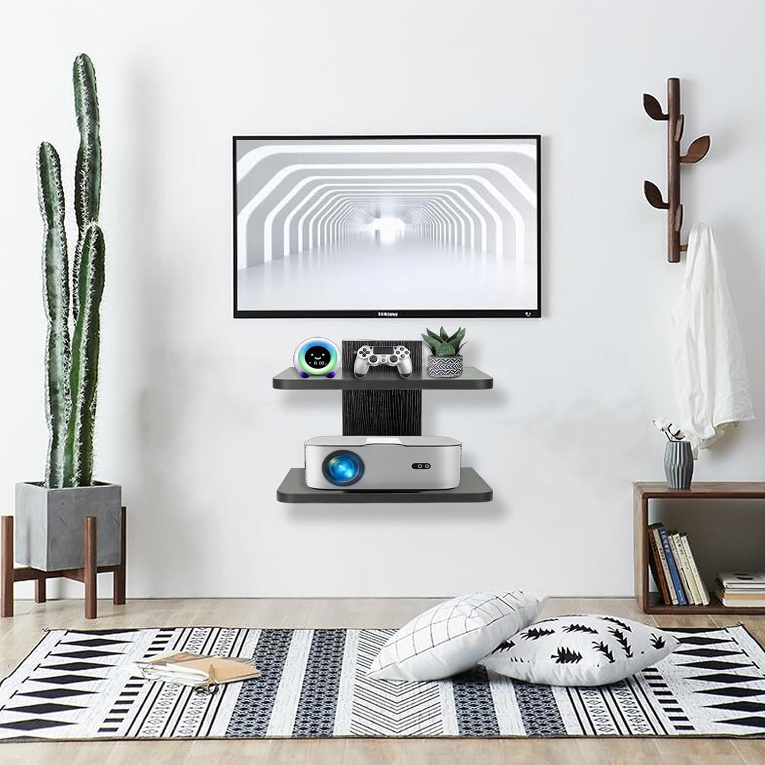 BiJun Floating Wall Shelf for TV Projector Cable Box Speaker Mount 2 Shelves