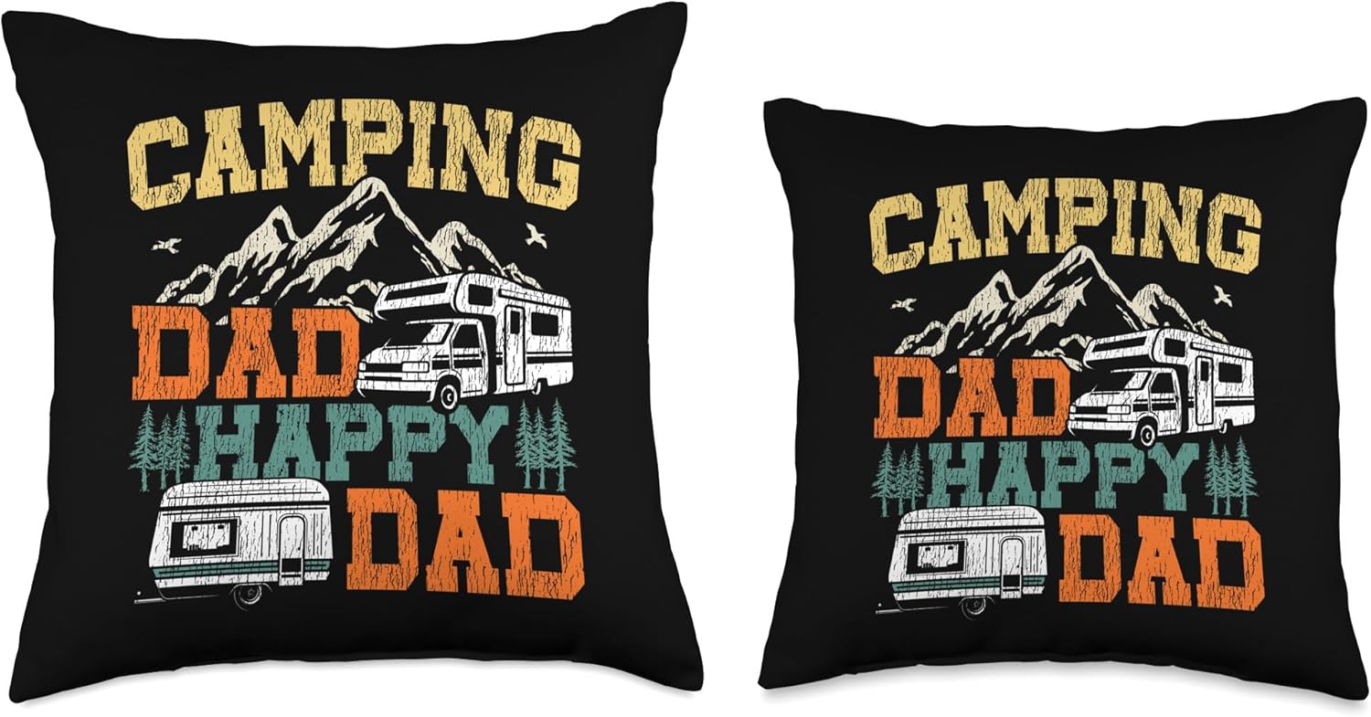 Motorhome Camping Retro Throw Pillow 1