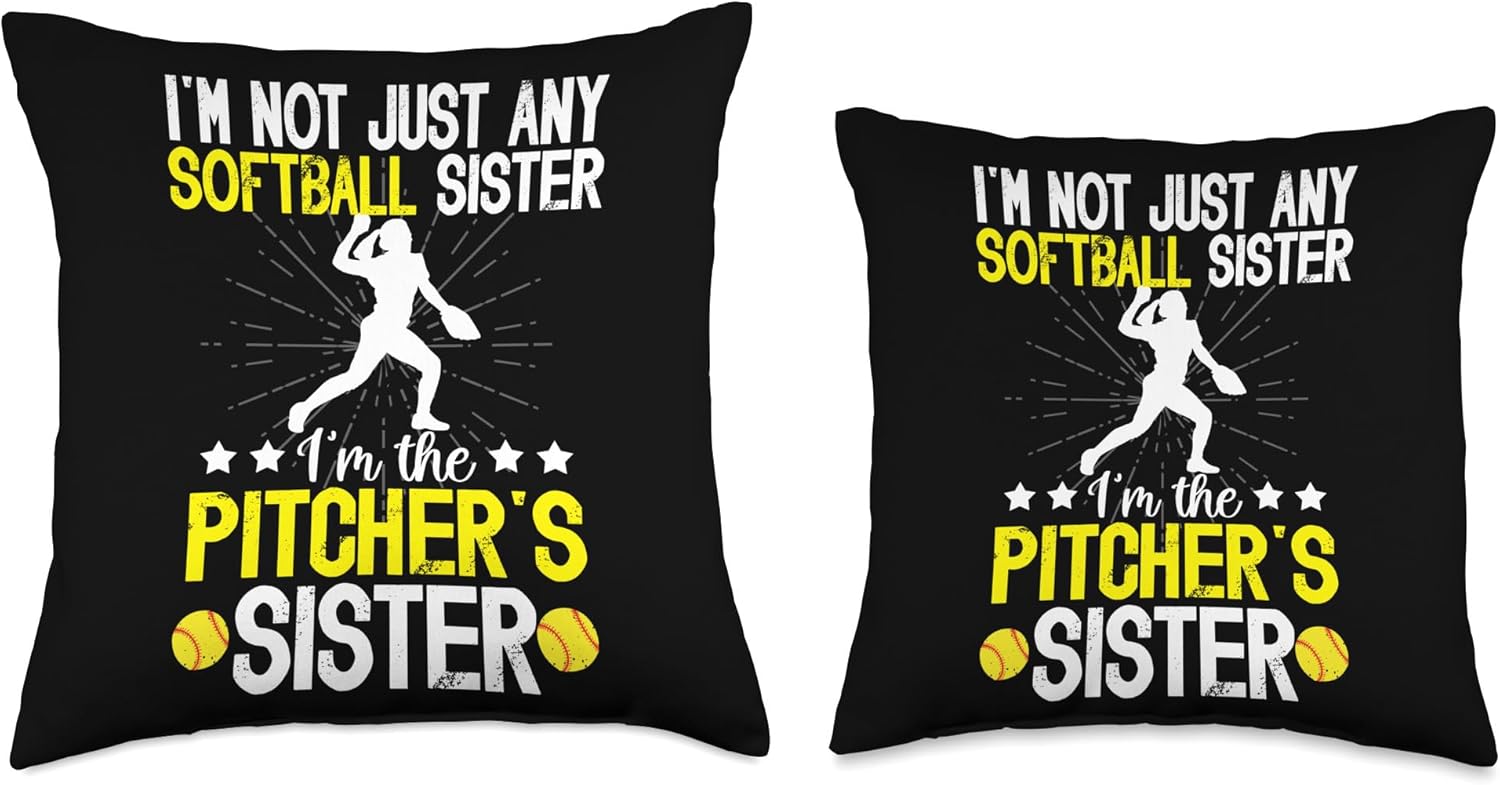 Softball Pitcher Sister Throw Pillow - Supportive and Proud