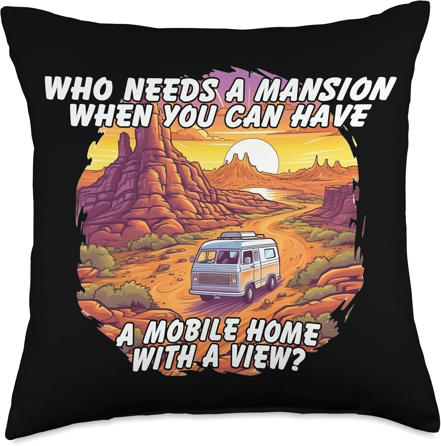 Caravan RV Camper Motorhome Throw Pillow 18x18 Multicolor