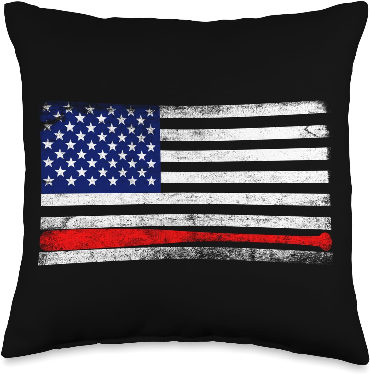 Baseball Pitcher Catching Throw Pillow with USA Flag Design 1