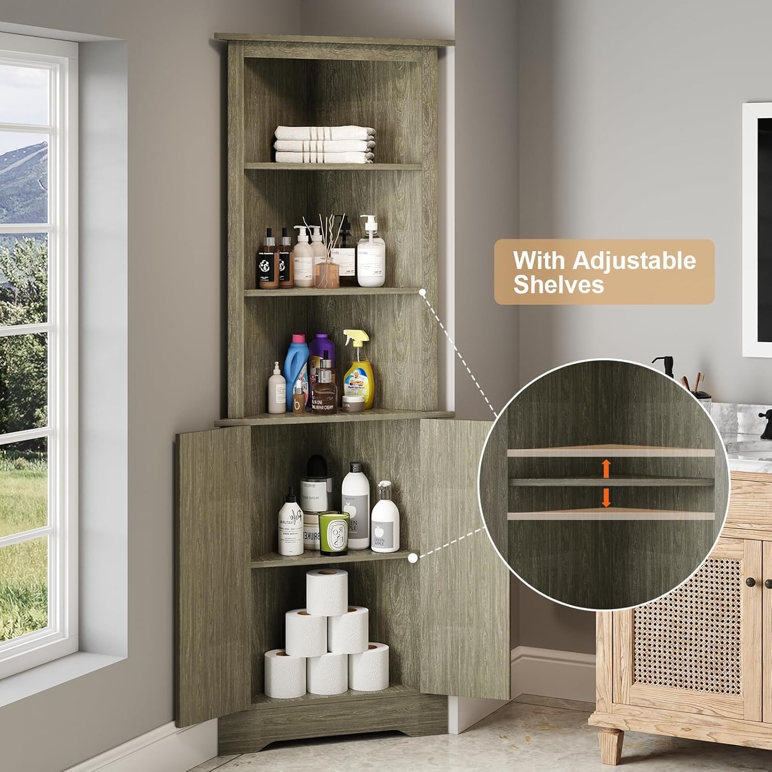 4 Ever Winner Tall Corner Cabinet with Doors