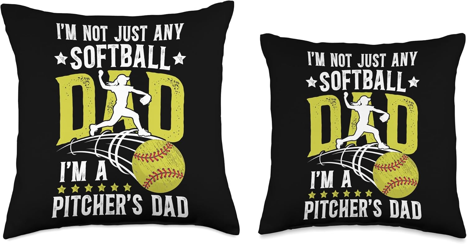 Funny Softball Pitcher Dad Fathers Day Throw Pillow
