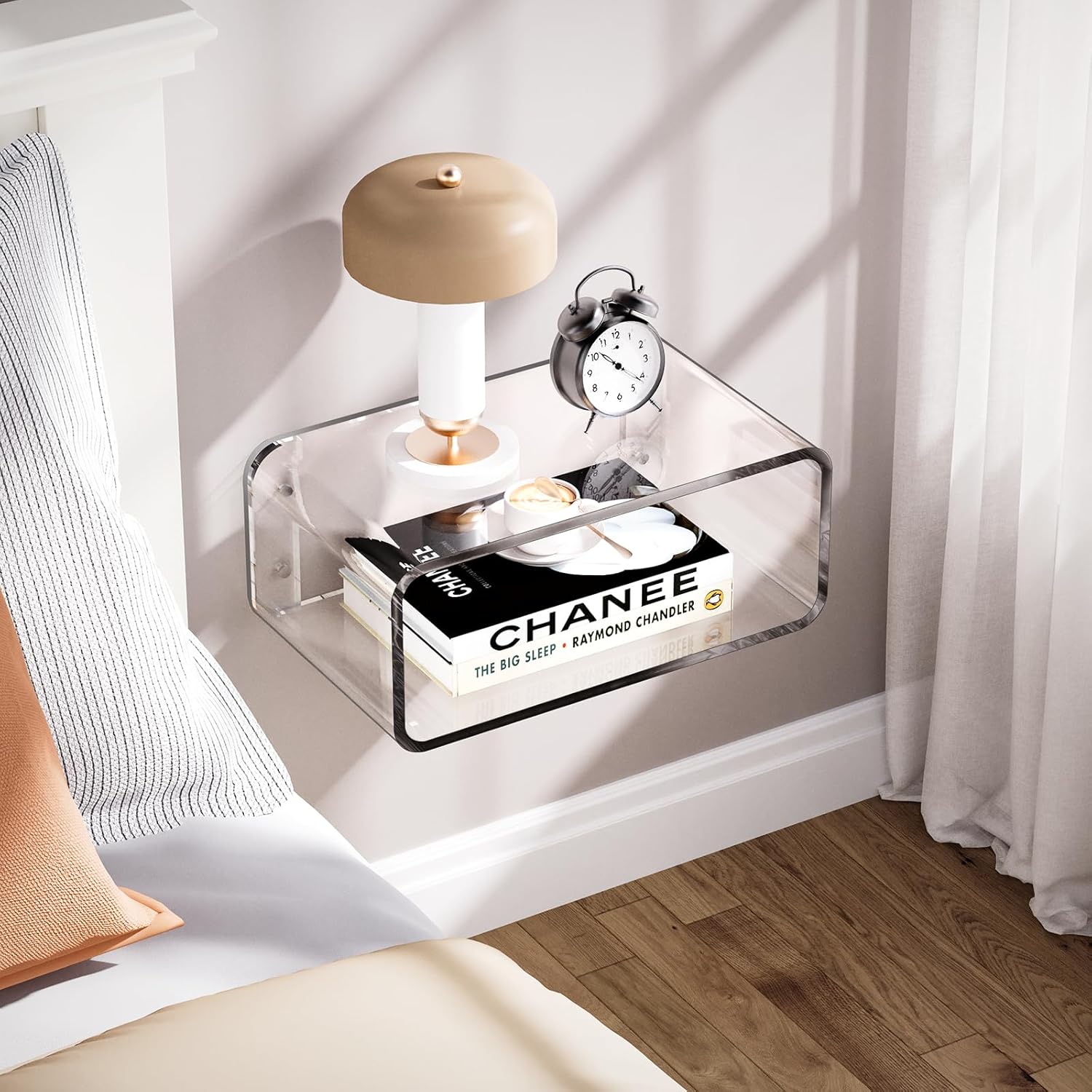 Acrylic Floating Nightstand with Clear Design Small Size