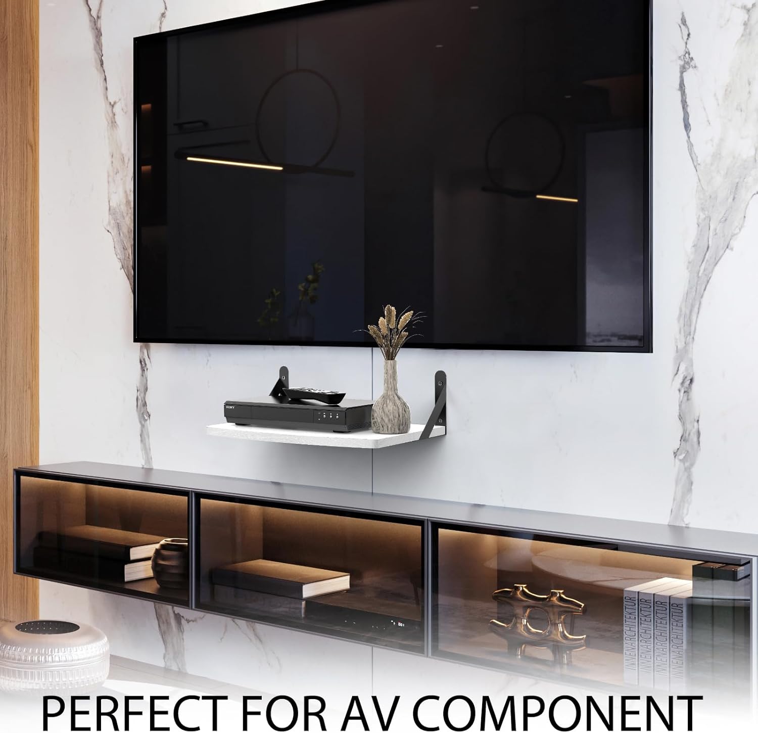 Floating Entertainment Center Shelf with Cable Management