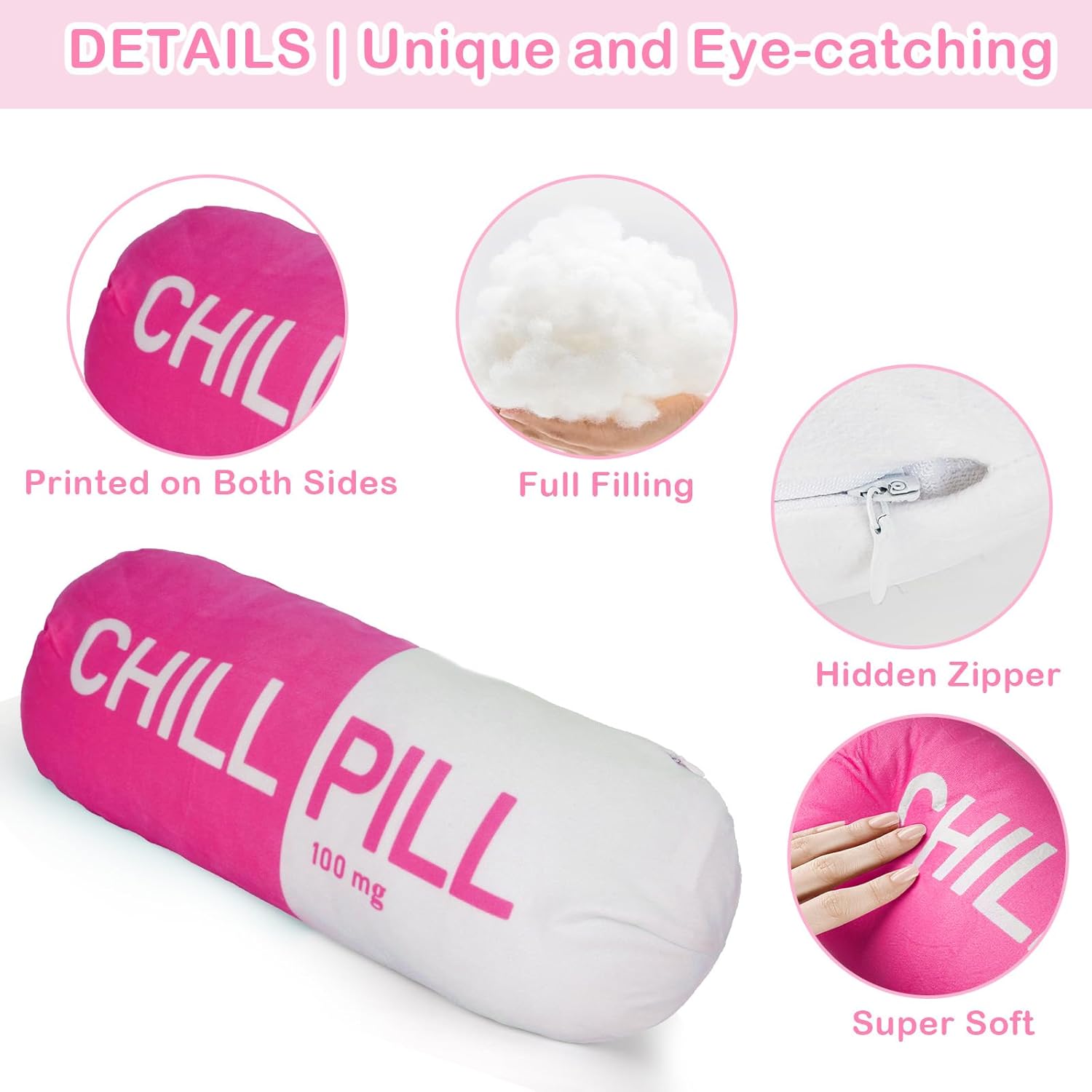 Chill Pill Pillow for Stress Relief and Style
