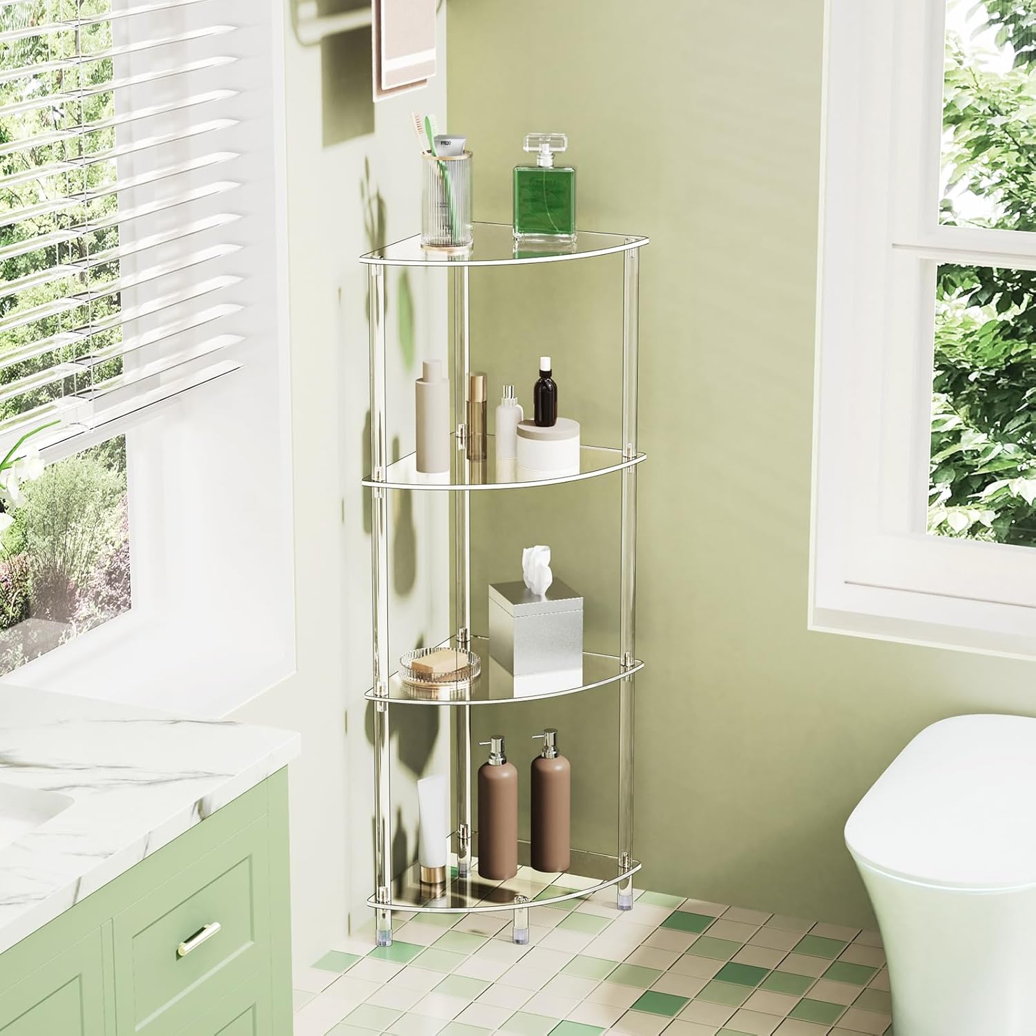 Clear Acrylic Triangle Side Table with 4 Tiers