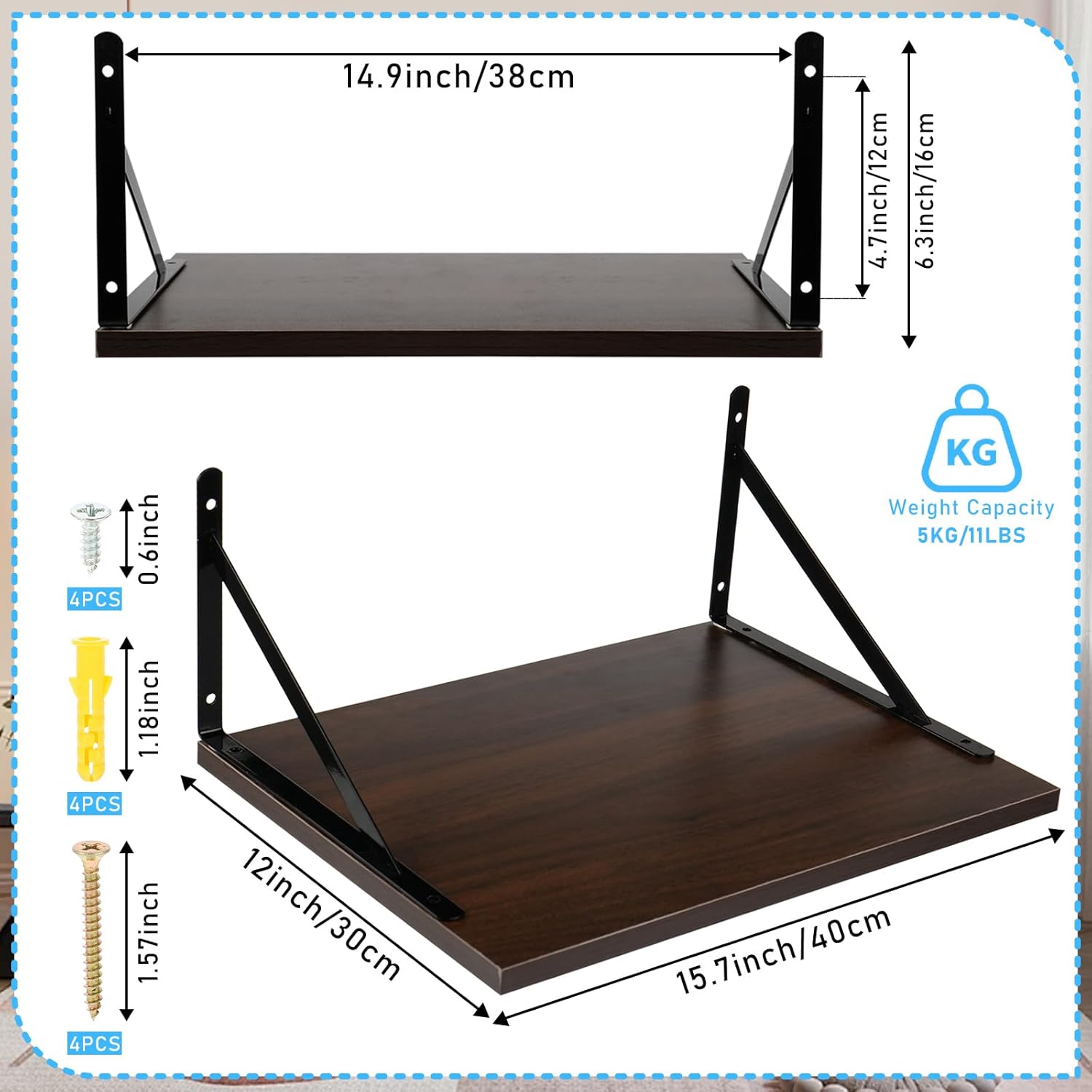 2 Pcs Deep Floating Shelves for Projector and Storage
