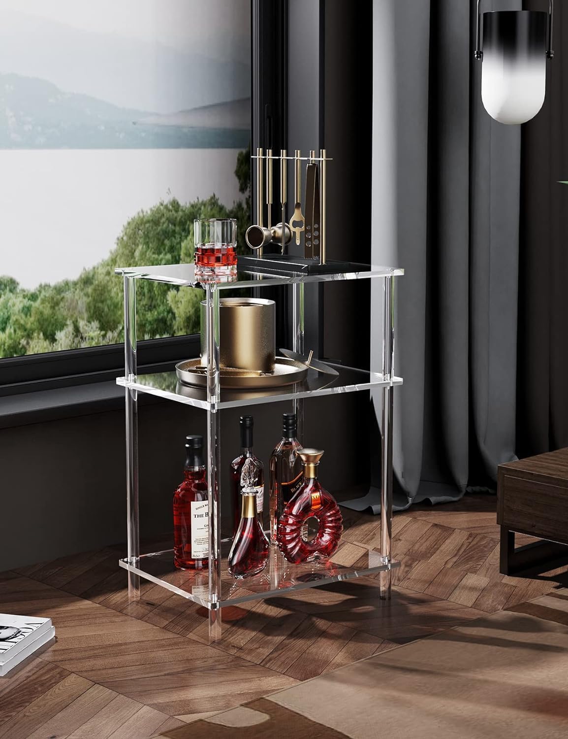 Clear Acrylic 3-Tier End Table for Small Spaces