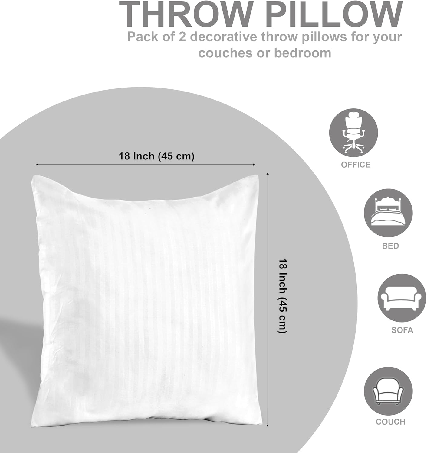 Ridhi Woven Bedding Throw Pillows Set of 4 White 18x18 Inches