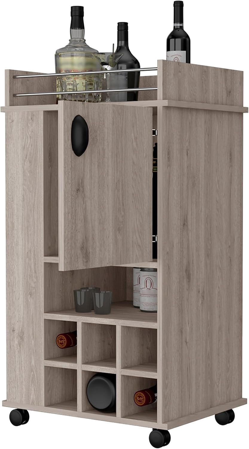 Strawberry Fairy 1-Door Bar Cart Light Gray