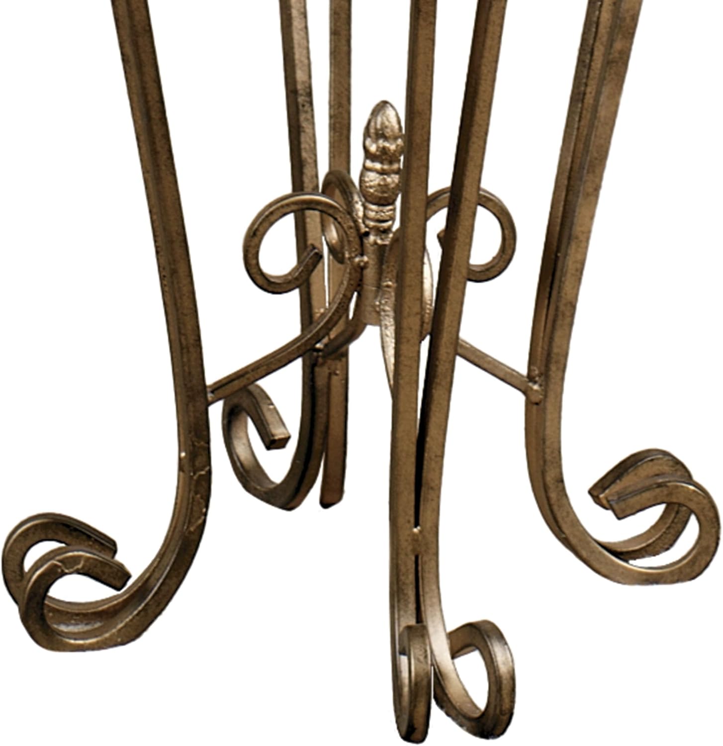 Touch of Class Chalcedony Scroll Pedestal Table - Beveled Glass - Antique Gold