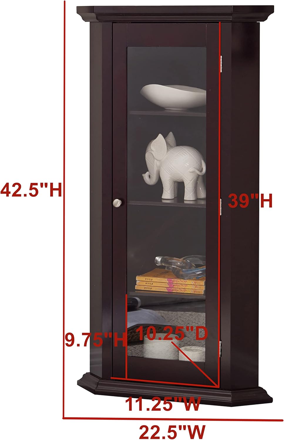 KB Designs Corner Accent Display Cabinet Cherry