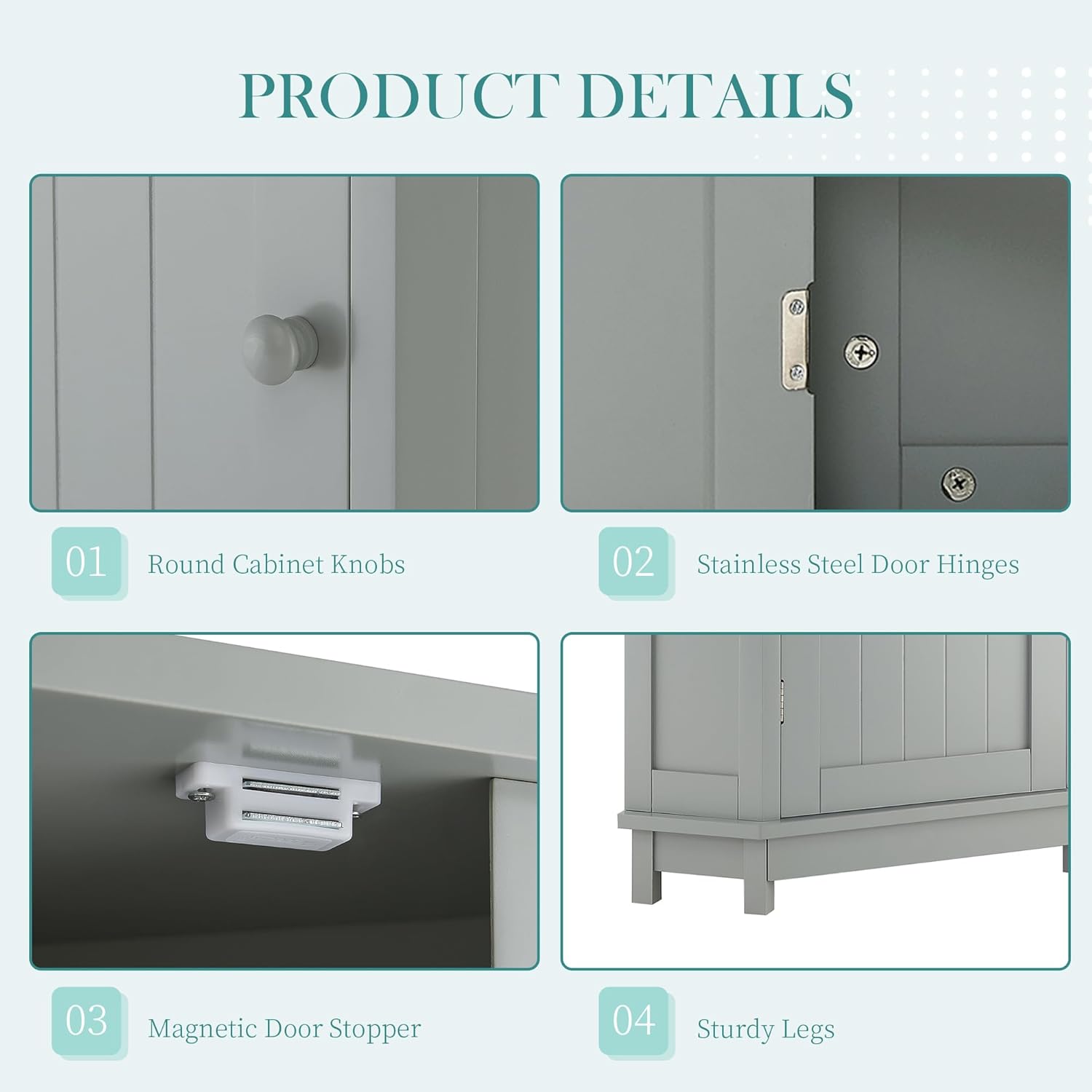 Merax Corner Storage Cabinet with Adjustable Shelf Grey