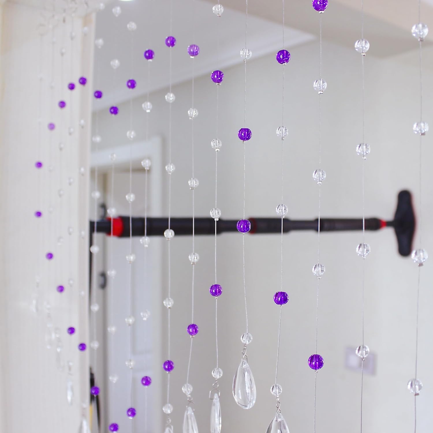 Hanging Crystal Glass Bead Curtain Purple 25 Strings