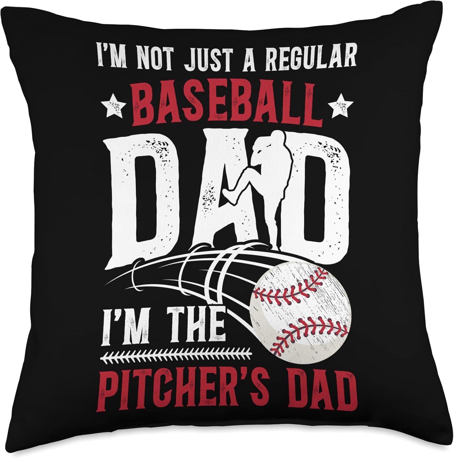 Proud Baseball Pitcher Dad Fathers Day Throw Pillow