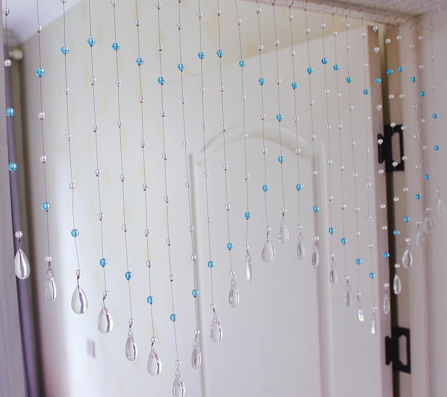 Hanging Crystal Glass Beaded Curtain 25 Strings Light Blue