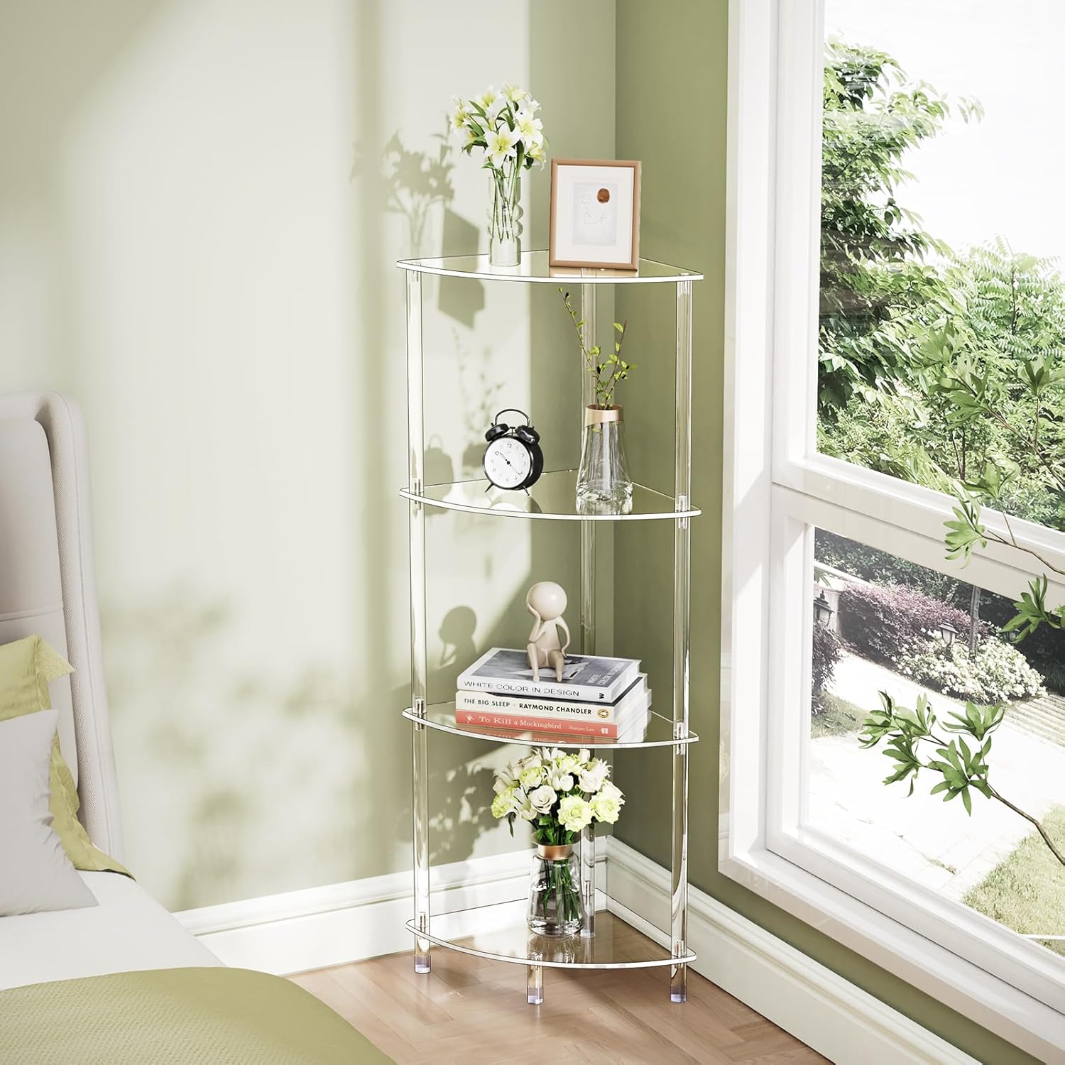 Clear Acrylic Triangle Side Table with 4 Tiers