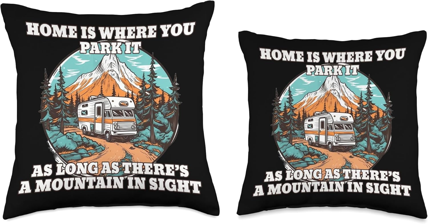 Caravan Camper Van Throw Pillow 18x18 Multicolor