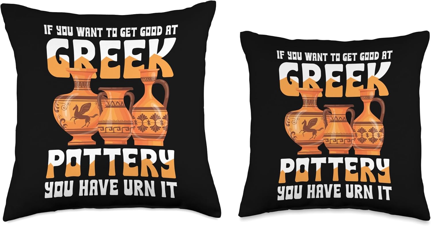 Greek Pottery Throw Pillow Craft 18x18 Multicolor