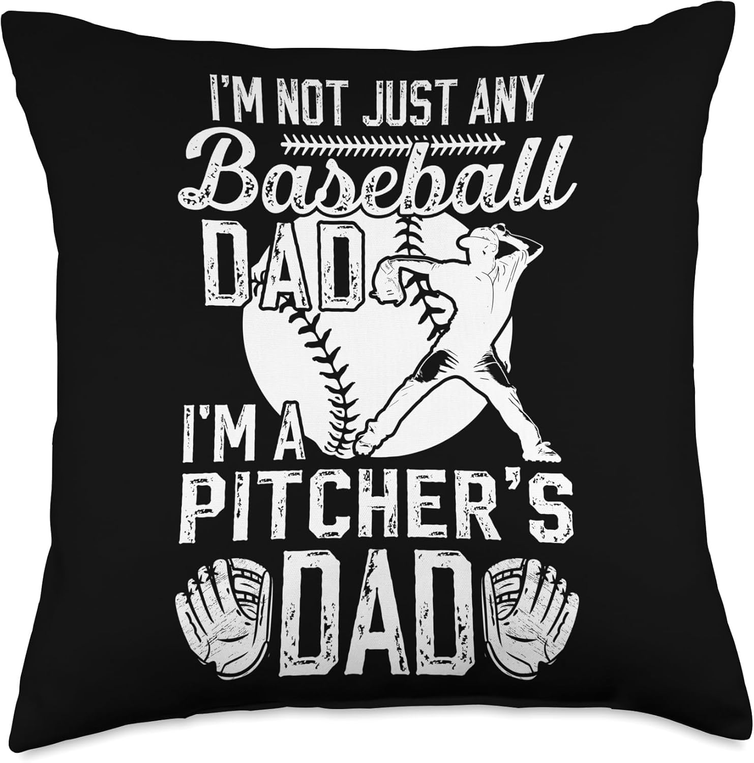 Funny Baseball Pitcher Dad Fathers Day Throw Pillow 1