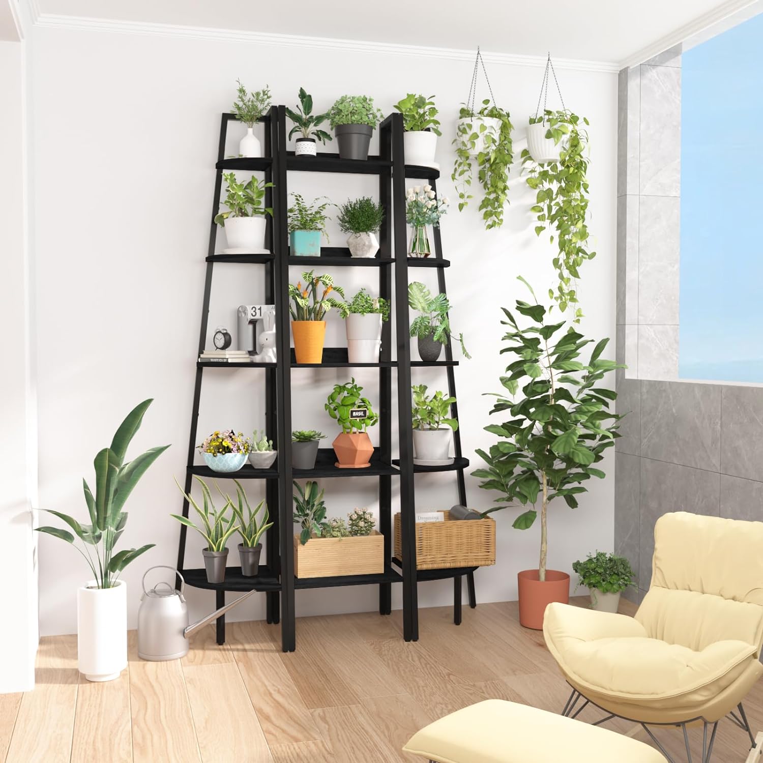 Yoobure 5 Tier Ladder Bookshelf Corner Shelf 1