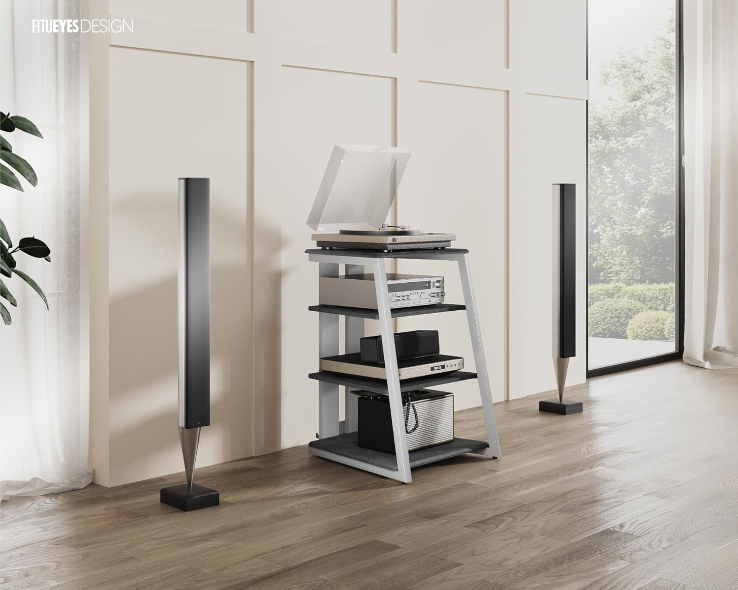 Modern 4-Tier Adjustable Media Stand for Xbox One PS4 Grey