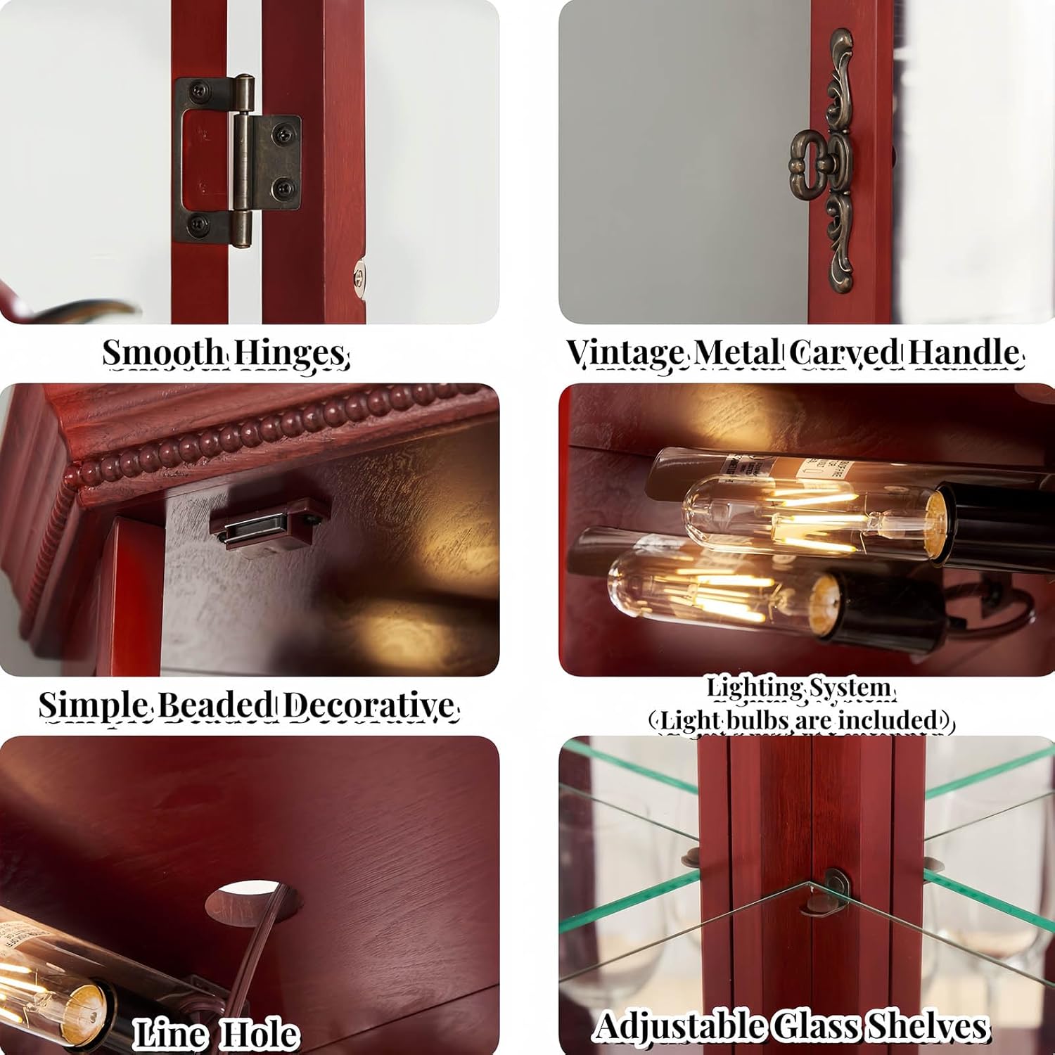 Classic Cherry Display Cabinet with Built-in Lighting
