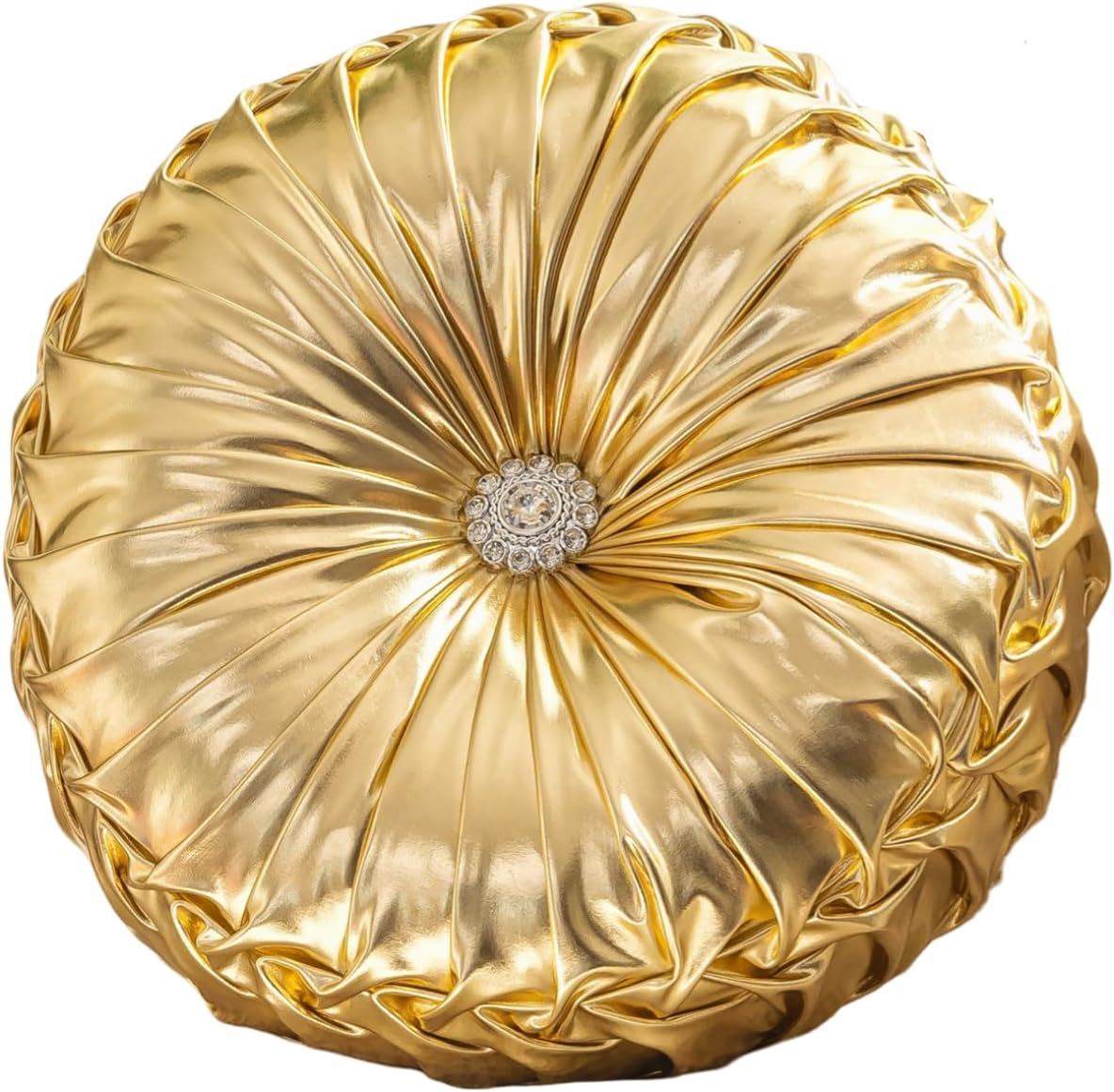 Handmade Gold Round Throw Pillows with Metallic Decor
