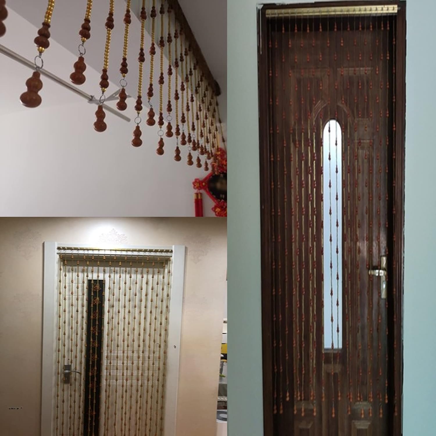 Retro Style Wood Beaded Curtain for Room Divider
