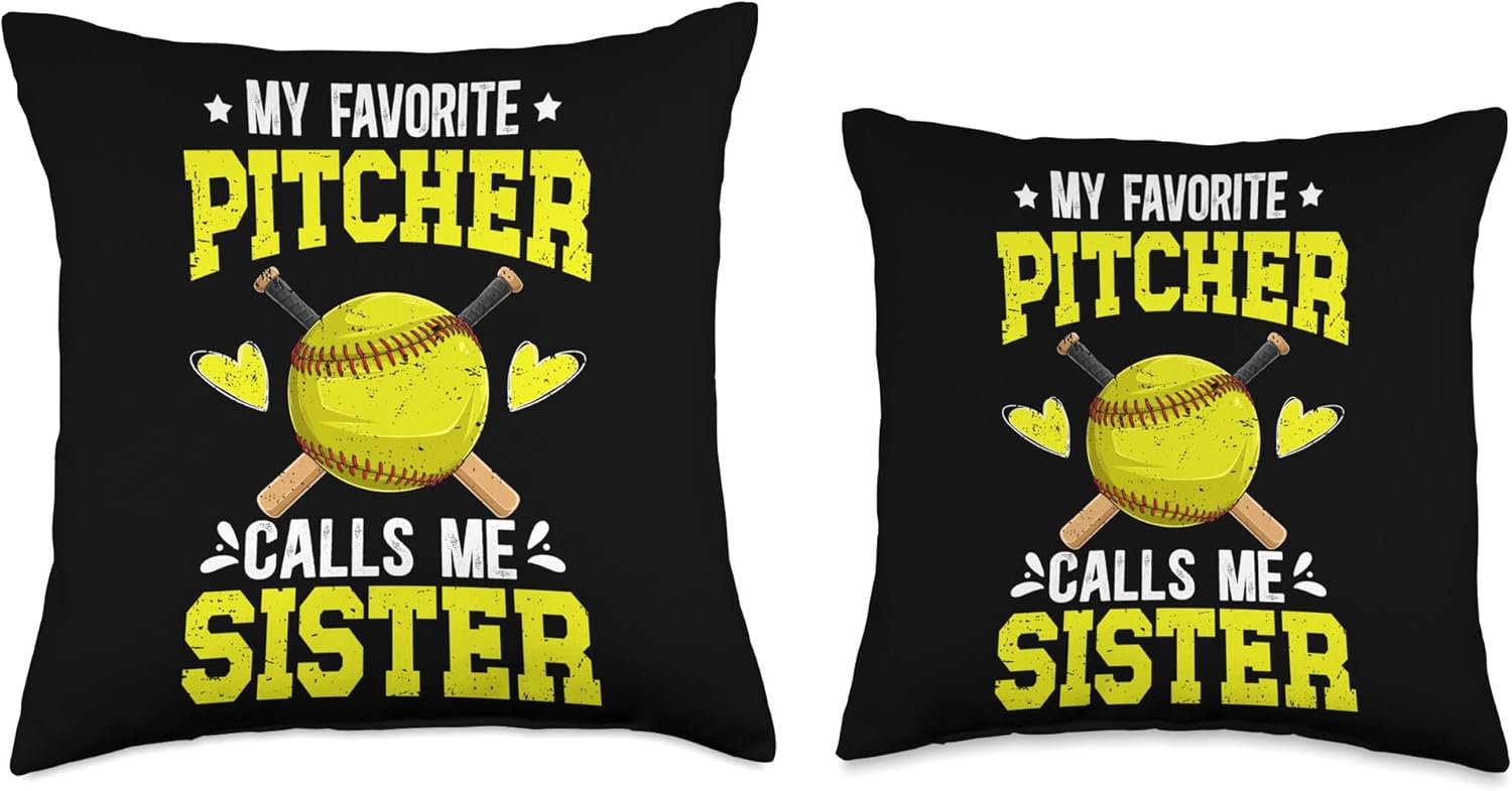 Proud Softball Pitcher Sister Throw Pillow 1