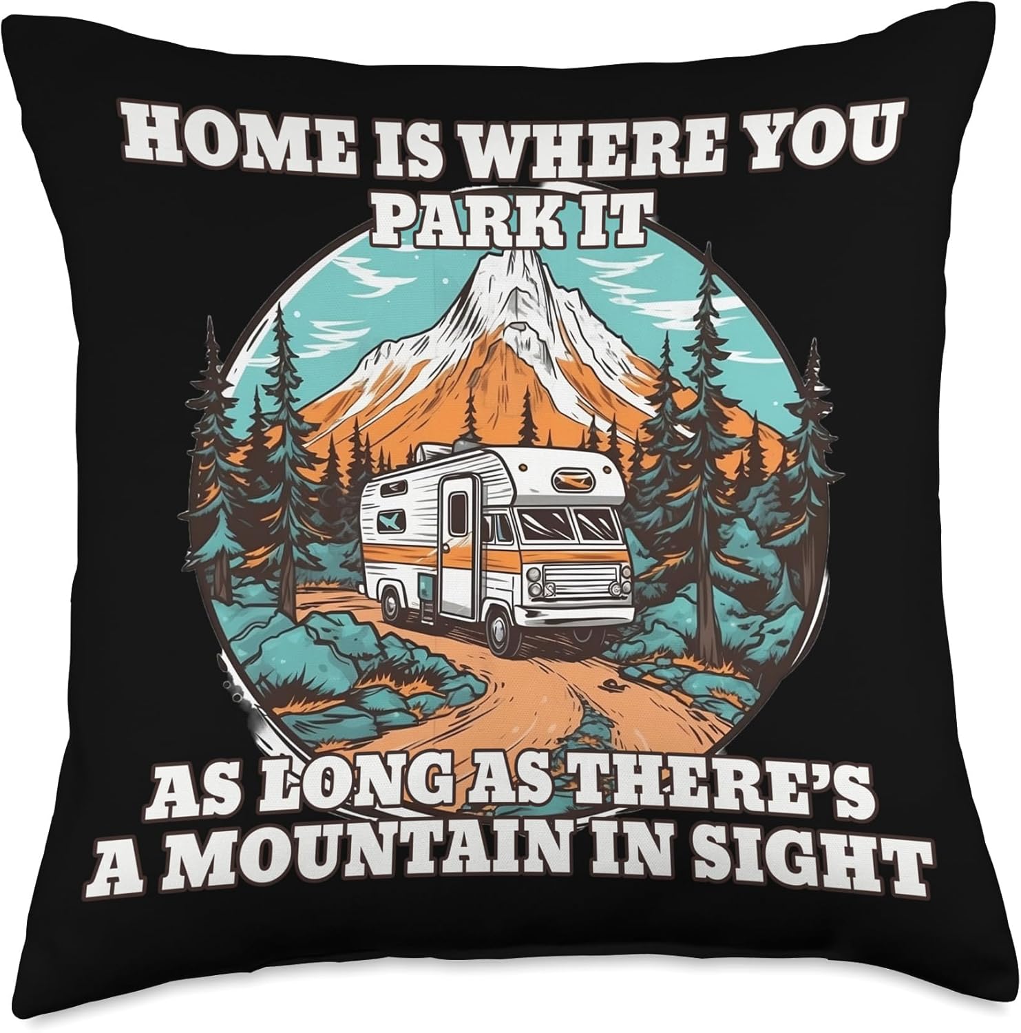 Caravan Camper Van Throw Pillow 18x18 Multicolor