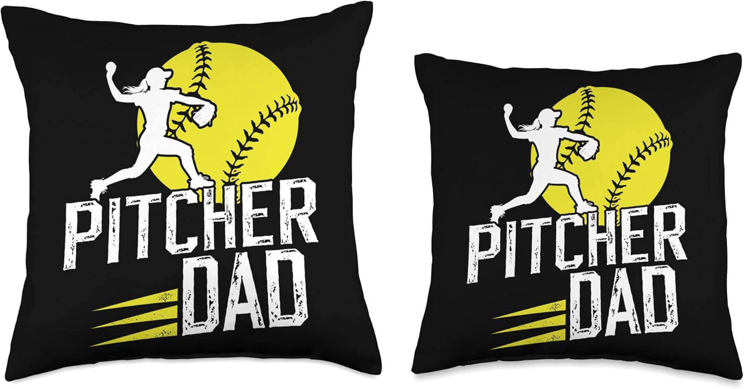 Softball Pitcher Dad Fathers Day Throw Pillow
