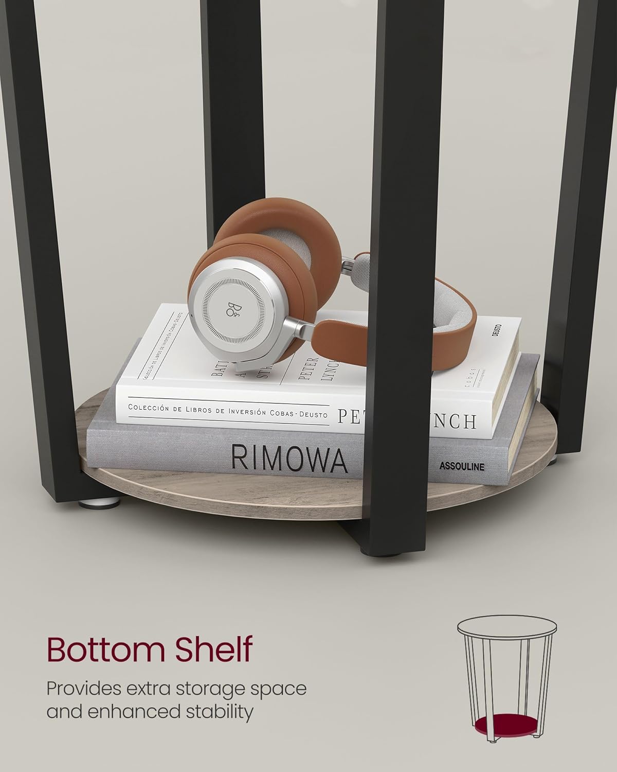 VASAGLE Round End Table with Storage Shelf