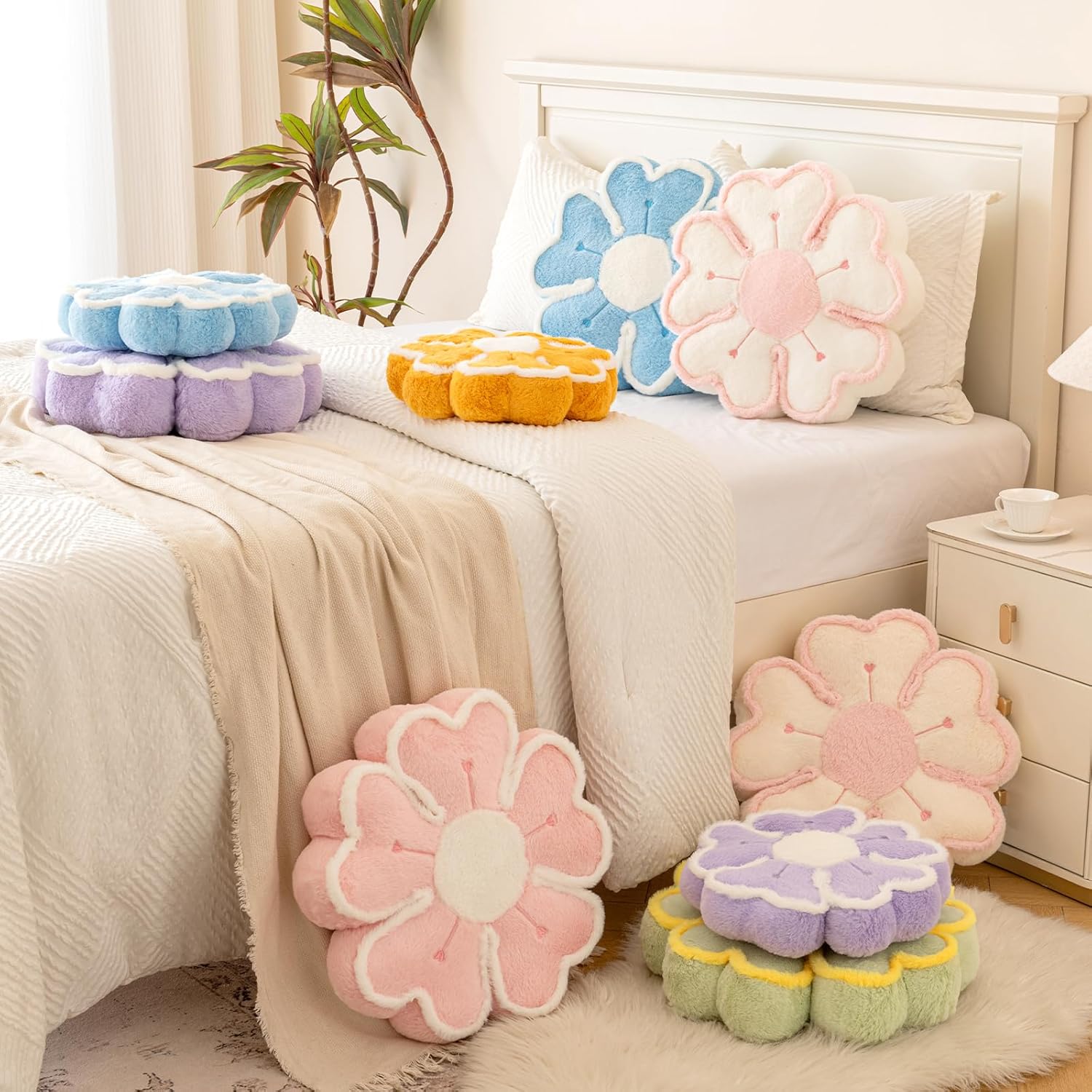 Flower Shaped Decorative Throw Pillow for Bed and Couch Pink 137 Inches